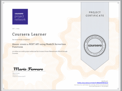 Coursera Learner – Mario Ferraro