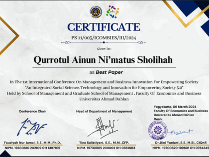 Certificate – Qorrutul Ainun Ni’matus Sholihah