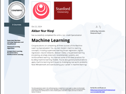Machine Learning Certificate – Akbar Nur Rizqi