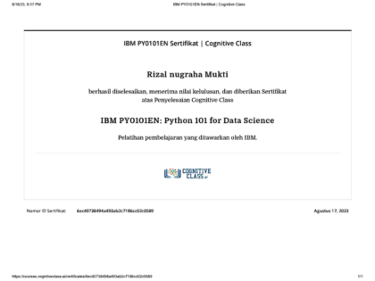 Data Science Certificate – Rizal Nugraha Mukti