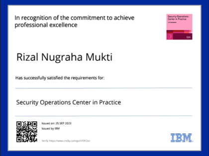 Security Operation Certificate – Rizal Nugraha Mukti