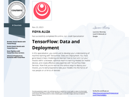 Data and Deployment Certificated – Fidya Aliza