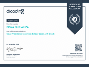 AWS Cloud Certificated – Fidya Aliza